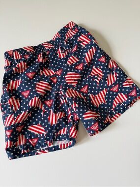 Columbia PFG Boys Red White Blue Stars and Stripes Fish Swim Trunks